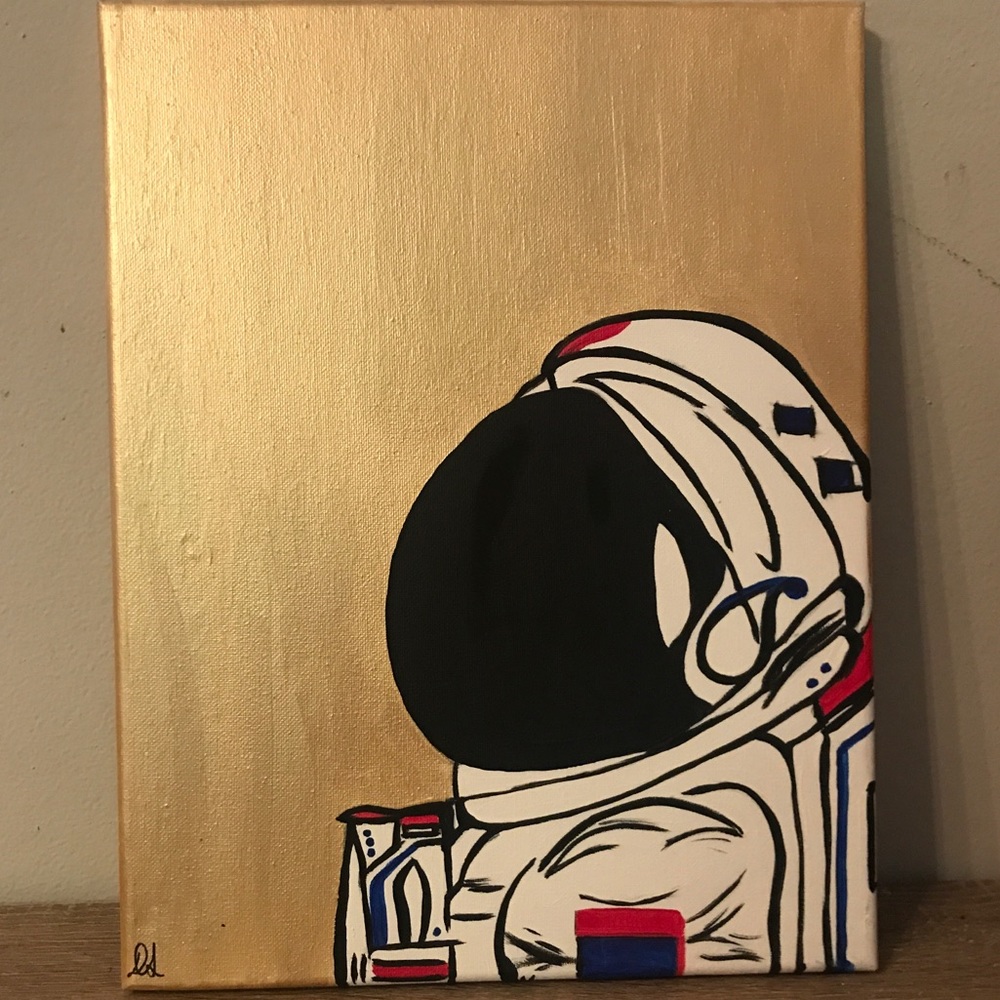 🌕GOLDEN ASTRONAUT 🌘 Painting
